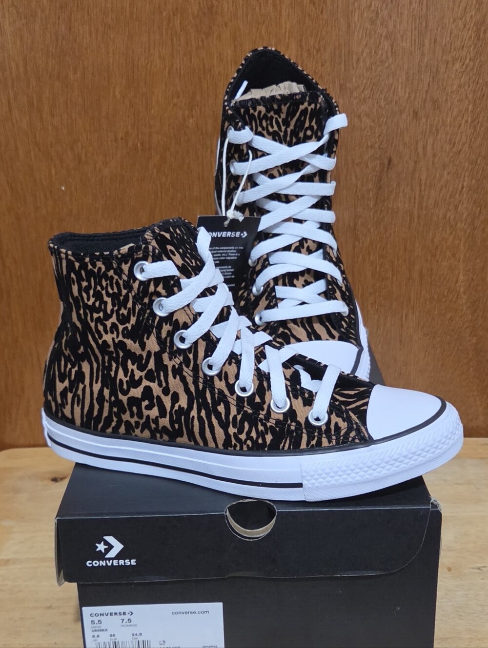 Converse Chuck Taylor High Top Leopard Print Sneakers Mens 5.5/ Womens 7.5 NIB